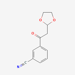 molecular formula C12H11NO3 B1400331 1-(3-Cyano-phenyl)-2-(1,3-dioxolan-2-yl)-ethanone CAS No. 1263366-00-2