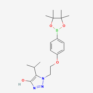 molecular formula C19H28BN3O4 B1400336 5-Isopropyl-1-(2-(4-(4,4,5,5-tetramethyl-1,3,2-dioxaborolan-2-yl)phenoxy)ethyl)-1H-1,2,3-triazol-4-ol CAS No. 957035-00-6