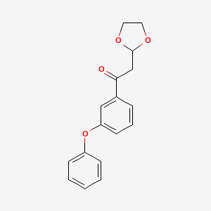 molecular formula C17H16O4 B1400354 2-(1,3-Dioxolan-2-yl)-1-(3-phenoxy-phenyl)-ethanone CAS No. 1263365-78-1