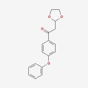 molecular formula C17H16O4 B1400355 2-(1,3-Dioxolan-2-yl)-1-(4-phenoxy-phenyl)-ethanone CAS No. 1263366-08-0