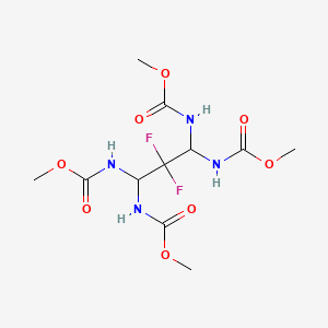 molecular formula C11H18F2N4O8 B14003651 methyl N-[2,2-difluoro-1,3,3-tris(methoxycarbonylamino)propyl]carbamate CAS No. 82970-13-6