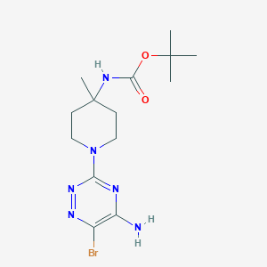 molecular formula C14H23BrN6O2 B14003823 tert-Butyl (1-(5-amino-6-bromo-1,2,4-triazin-3-yl)-4-methylpiperidin-4-yl)carbamate 