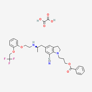 (R)-3-(7-Cyano-5-(2-((2-(2-(2,2,2-trifluoroethoxy)phenoxy)ethyl)amino)propyl)indolin-1-yl)propyl benzoate oxalate