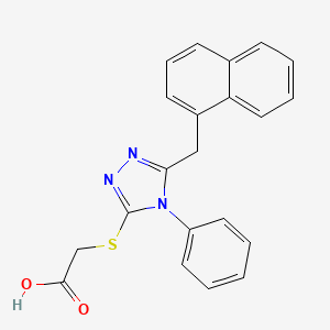 molecular formula C21H17N3O2S B14003869 2-[[5-(Naphthalen-1-ylmethyl)-4-phenyl-1,2,4-triazol-3-yl]sulfanyl]acetic acid CAS No. 68614-60-8