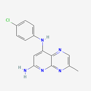 molecular formula C14H12ClN5 B14003892 Pyrido(2,3-b)pyrazine, 6-amino-8-(p-chloroanilino)-3-methyl- CAS No. 21271-81-8