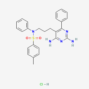 molecular formula C26H28ClN5O2S B14004068 N-[3-(2,4-diamino-6-phenyl-pyrimidin-5-yl)propyl]-4-methyl-N-phenyl-benzenesulfonamide CAS No. 2520-04-9