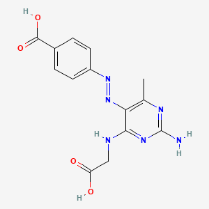 molecular formula C14H14N6O4 B14004112 4-[(E)-{2-Amino-4-[(carboxymethyl)amino]-6-methylpyrimidin-5-yl}diazenyl]benzoic acid CAS No. 93432-76-9