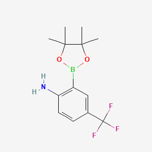 molecular formula C13H17BF3NO2 B1400419 2-(4,4,5,5-Tetramethyl-1,3,2-dioxaborolan-2-YL)-4-(trifluoromethyl)aniline CAS No. 1058062-64-8