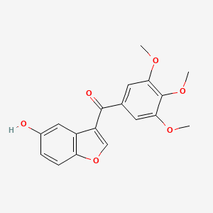molecular formula C18H16O6 B1400424 (5-Hydroxy-1-benzofuran-3-yl)(3,4,5-trimethoxyphenyl)methanone CAS No. 1254339-38-2