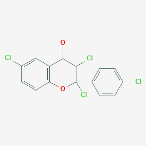 molecular formula C15H8Cl4O2 B14004291 4H-1-Benzopyran-4-one,2,3,6-trichloro-2-(4-chlorophenyl)-2,3-dihydro- CAS No. 70460-50-3
