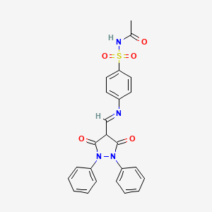 molecular formula C24H20N4O5S B14004294 N-[4-[(3,5-dioxo-1,2-diphenylpyrazolidin-4-yl)methylideneamino]phenyl]sulfonylacetamide CAS No. 58789-55-2