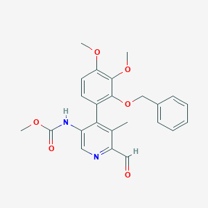 molecular formula C24H24N2O6 B14004325 methyl N-[4-(3,4-dimethoxy-2-phenylmethoxyphenyl)-6-formyl-5-methylpyridin-3-yl]carbamate CAS No. 61948-40-1