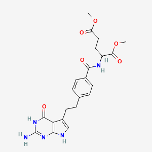 molecular formula C22H25N5O6 B14004413 Dimethyl 2-[[4-[2-(2-amino-4-oxo-3,7-dihydropyrrolo[2,3-d]pyrimidin-5-yl)ethyl]benzoyl]amino]pentanedioate 
