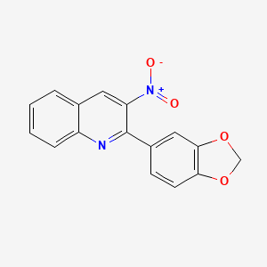 molecular formula C16H10N2O4 B14004434 2-(1,3-Benzodioxol-5-yl)-3-nitroquinoline CAS No. 5443-81-2