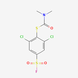 molecular formula C9H8Cl2FNO3S2 B14004437 S-[2,6-dichloro-4-(fluorosulfonyl)phenyl] dimethylcarbamothioate CAS No. 35685-69-9