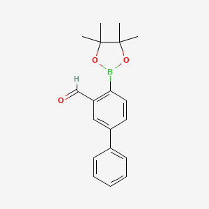 molecular formula C19H21BO3 B1400445 4-(4,4,5,5-Tetramethyl-1,3,2-dioxaborolan-2-yl)biphenyl-3-carbaldehyde CAS No. 1228267-59-1