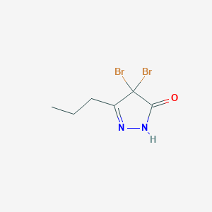 molecular formula C6H8Br2N2O B14004513 4,4-dibromo-3-propyl-1H-pyrazol-5-one CAS No. 13048-86-7