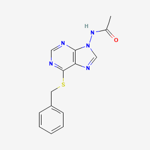 molecular formula C14H13N5OS B14004571 Acetamide, N-[6-(benzylthio)-9H-purin-9-yl]- CAS No. 37154-73-7