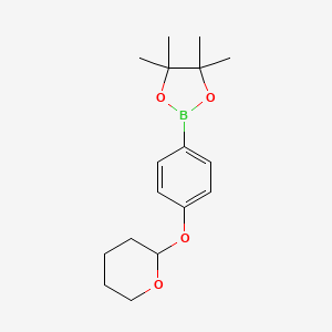 molecular formula C17H25BO4 B1400466 4,4,5,5-Tetramethyl-2-(4-((tetrahydro-2H-pyran-2-yl)oxy)phenyl)-1,3,2-dioxaborolane CAS No. 889865-38-7