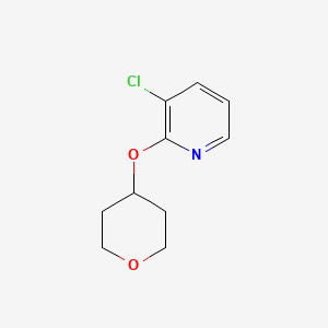molecular formula C10H12ClNO2 B1400500 3-Chloro-2-((tetrahydro-2H-pyran-4-YL)oxy)pyridine CAS No. 1355066-50-0