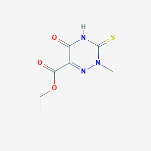 molecular formula C7H9N3O3S B14005121 Ethyl 2-methyl-5-oxo-3-sulfanylidene-1,2,4-triazine-6-carboxylate CAS No. 51942-83-7