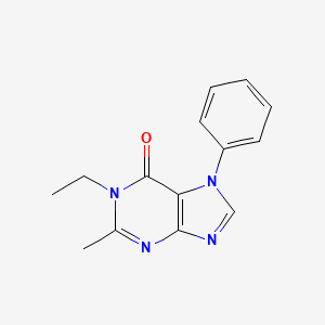 molecular formula C14H14N4O B14005221 1-Ethyl-2-methyl-7-phenylpurin-6-one CAS No. 83325-05-7