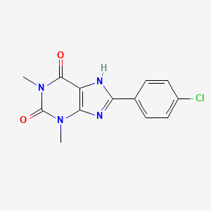molecular formula C13H11ClN4O2 B14005249 8-(4-Chloro-phenyl)-1,3-dimethyl-3,7-dihydro-purine-2,6-dione CAS No. 29064-02-6