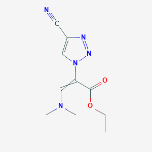 molecular formula C10H13N5O2 B1400528 Ethyl 2-(4-cyanotriazol-1-yl)-3-(dimethylamino)prop-2-enoate CAS No. 1154030-73-5