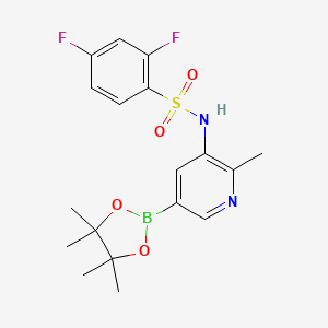 molecular formula C18H21BF2N2O4S B1400543 2,4-difluoro-N-[2-methyl-5-(4,4,5,5-tetramethyl-1,3,2-dioxaborolan-2-yl)pyridin-3-yl]benzenesulfonamide CAS No. 1083326-77-5