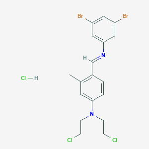 molecular formula C18H19Br2Cl3N2 B14005710 N,N-bis(2-chloroethyl)-4-[(3,5-dibromophenyl)iminomethyl]-3-methylaniline;hydrochloride CAS No. 40212-15-5