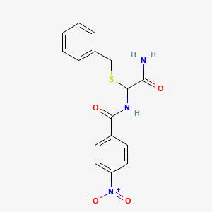 molecular formula C16H15N3O4S B14005774 N-(2-amino-1-benzylsulfanyl-2-oxoethyl)-4-nitrobenzamide CAS No. 13452-20-5