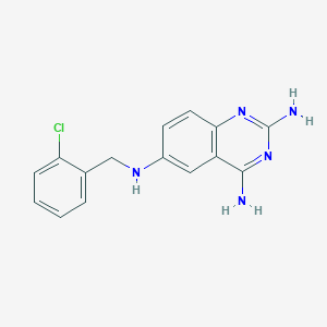 molecular formula C15H14ClN5 B14005974 n6-(2-Chlorobenzyl)quinazoline-2,4,6-triamine CAS No. 13953-73-6