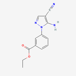 molecular formula C13H12N4O2 B1400616 3-(5-Amino-4-cyanopyrazol-1-yl)-benzoic acid ethyl ester CAS No. 1159678-36-0