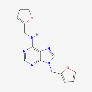 molecular formula C15H13N5O2 B14006242 N,9-bis(furan-2-ylmethyl)purin-6-amine CAS No. 17801-46-6