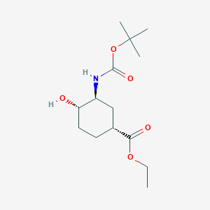 molecular formula C14H25NO5 B1400631 (1R,3S,4S)-3-(Boc-amino)-4-hydroxy-cyclohexanecarboxylic acid ethyl ester CAS No. 1210348-16-5