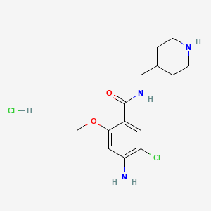 molecular formula C14H21Cl2N3O2 B1400640 4-Amino-5-chloro-2-methoxy-N-(piperidin-4-ylmethyl)benzamide hydrochloride CAS No. 654084-41-0