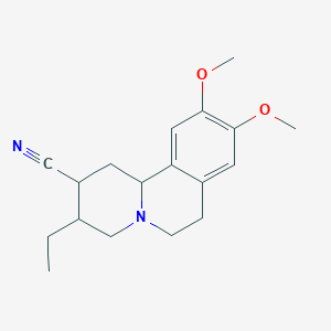 molecular formula C18H24N2O2 B14006503 3-ethyl-9,10-dimethoxy-2,3,4,6,7,11b-hexahydro-1H-benzo[a]quinolizine-2-carbonitrile CAS No. 67455-76-9