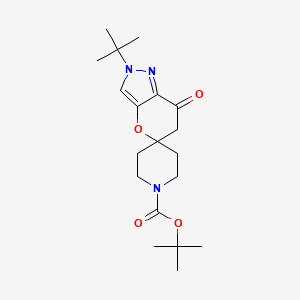 molecular formula C19H29N3O4 B1400652 tert-Butyl 2'-(tert-butyl)-7'-oxo-6',7'-dihydro-2'H-spiro[piperidine-4,5'-pyrano[3,2-c]pyrazole]-1-carboxylate CAS No. 1197815-67-0
