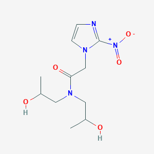 molecular formula C11H18N4O5 B14006531 N,N-bis(2-hydroxypropyl)-2-(2-nitroimidazol-1-yl)acetamide CAS No. 81892-66-2