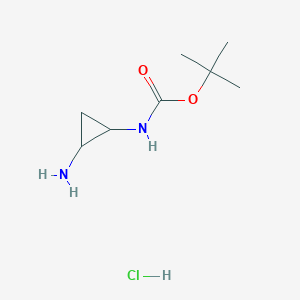 molecular formula C8H17ClN2O2 B1400658 TERT-BUTYL N-(2-AMINOCYCLOPROPYL)CARBAMATE HYDROCHLORIDE CAS No. 1949805-93-9