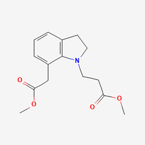 molecular formula C15H19NO4 B14006781 Methyl 3-[7-(2-methoxy-2-oxoethyl)-2,3-dihydro-1h-indol-1-yl]propanoate CAS No. 7633-47-8
