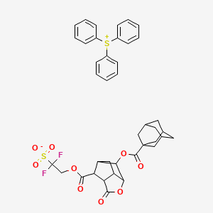 molecular formula C40H40F2O9S2 B14007246 Triphenylsulfonium 2-((6-((adamantane-1-carbonyl)oxy)-2-oxohexahydro-2H-3,5-methanocyclopenta[b]furan-7-carbonyl)oxy)-1,1-difluoroethane-1-sulfonate 