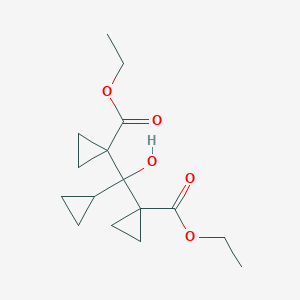 molecular formula C16H24O5 B14007349 Ethyl 1-[cyclopropyl-(1-ethoxycarbonylcyclopropyl)-hydroxy-methyl]cyclopropane-1-carboxylate CAS No. 74808-31-4