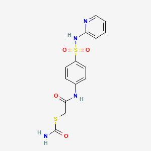 molecular formula C14H14N4O4S2 B14007363 S-[2-oxo-2-[4-(pyridin-2-ylsulfamoyl)anilino]ethyl] carbamothioate CAS No. 5433-33-0