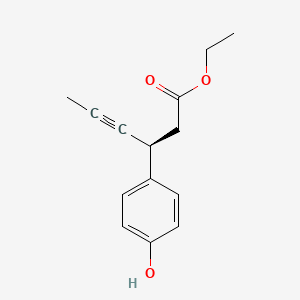 molecular formula C14H16O3 B1400755 （3S）-3-(4-羟基苯基)-4-己炔酸乙酯 CAS No. 1292290-97-1