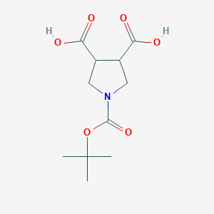 molecular formula C11H17NO6 B1400764 1-(tert-Butoxycarbonyl)pyrrolidine-3,4-dicarboxylic acid CAS No. 1782350-51-9