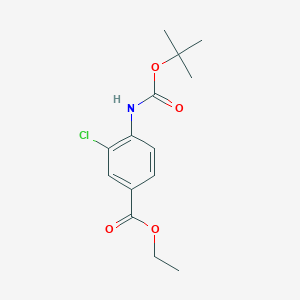 molecular formula C14H18ClNO4 B14007914 Ethyl 4-((tert-butoxycarbonyl)amino)-3-chlorobenzoate 