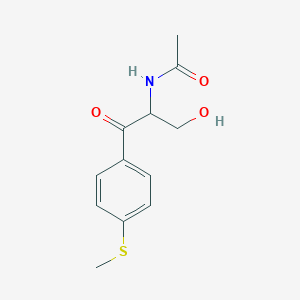 molecular formula C12H15NO3S B14007945 n-{3-Hydroxy-1-[4-(methylsulfanyl)phenyl]-1-oxopropan-2-yl}acetamide CAS No. 38423-42-6