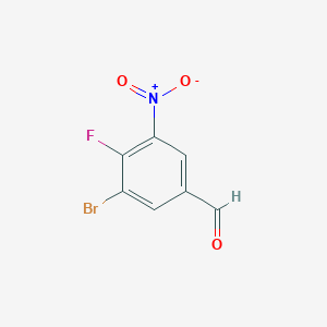 molecular formula C7H3BrFNO3 B14008242 3-Bromo-4-fluoro-5-nitrobenzaldehyde 