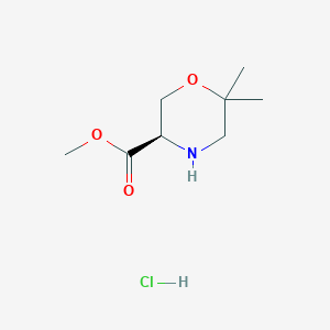 molecular formula C8H16ClNO3 B14008287 Methyl (R)-6,6-dimethylmorpholine-3-carboxylate hydrochloride 